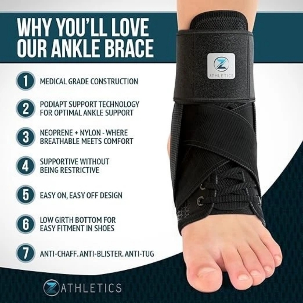 Zenith Ankle Brace Lace up Adjustable Support – for Sports, Injury Size Large - Picture 8 of 10
